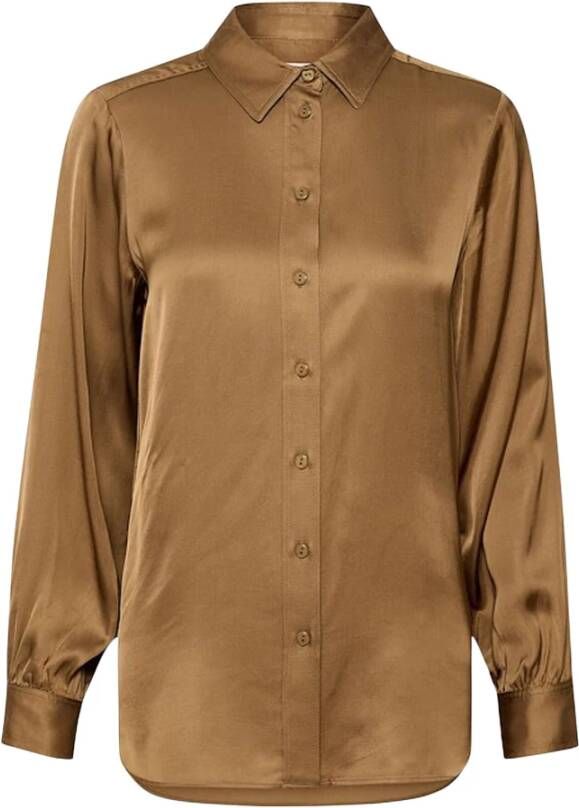 Part Two Elegante Blouse met Lange Mouwen in Geroosterde Kokosnoot Bruin Dames