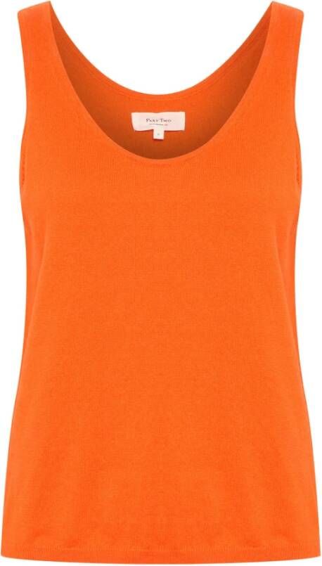 Part Two Elegante Mandarin Orange Gebreide Top Oranje Dames