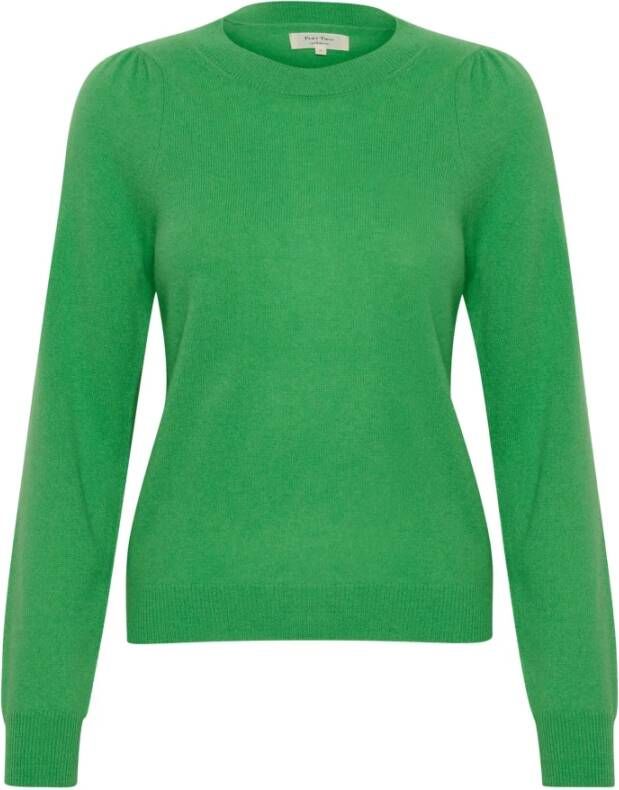 Part Two Gebreide kleding met ronde hals Gezellig en Elegant Groen Dames