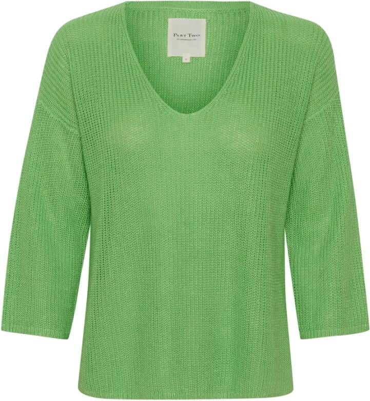 Part Two Gebreide kleding met V-hals Groen Dames