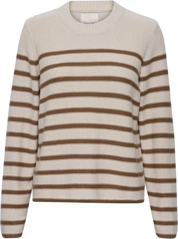Part Two Gestreepte Gebreide Trui Carolynpw Pu Strik 30308062 Beige Dames