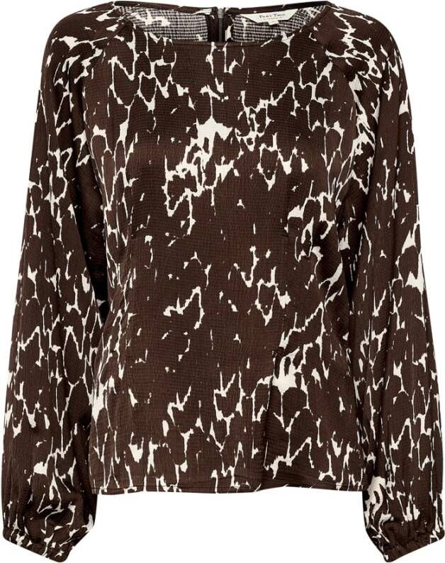 Part Two Grafische Print Lange Mouw Blouse Bruin Dames