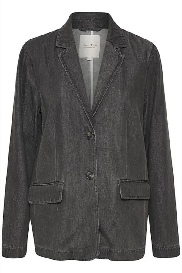 Part Two Grijze Denim Jas met Minimalistische Stijl Zwart Dames