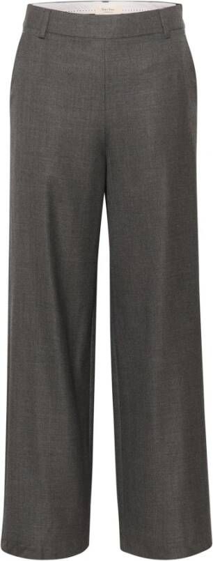 Part Two Grijze Flanel Melange Wijde Broek Grijs Dames