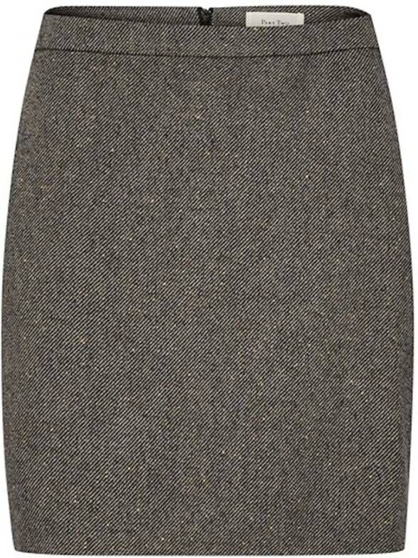 Part Two Klassieke rok met taille-detail zwart tweed Grijs Dames