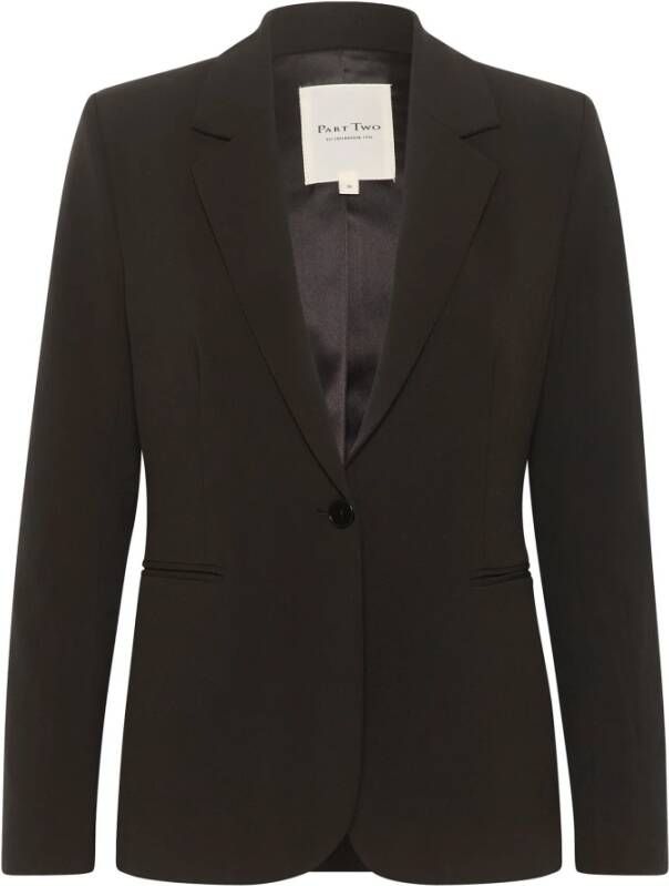 Part Two Klassieke Zwarte Blazer met Lange Mouwen Zwart Dames