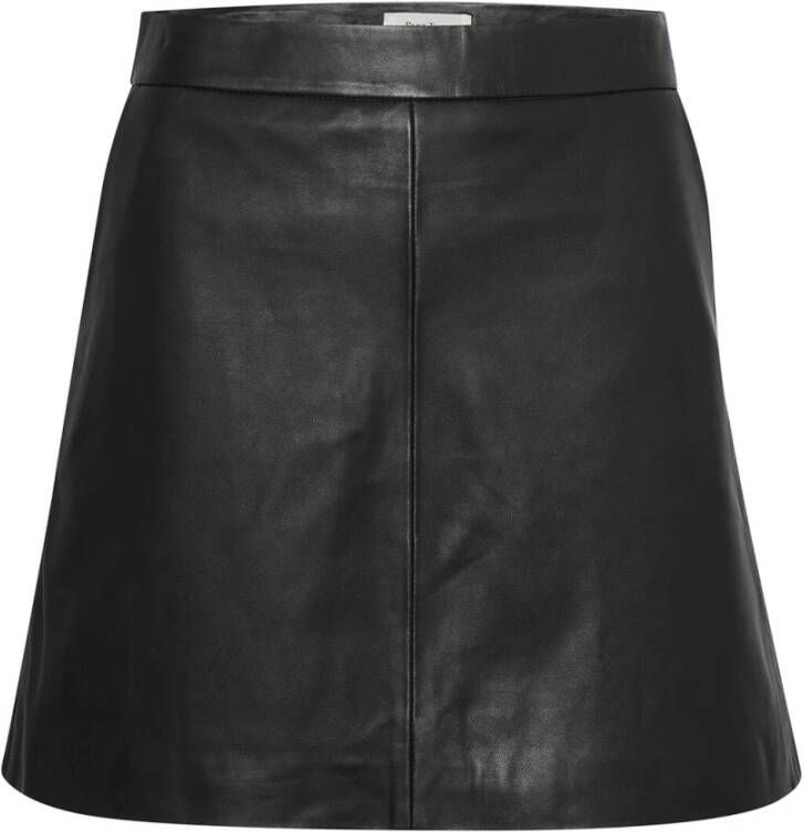 Part Two Korte Leren Rok Zwart Dames