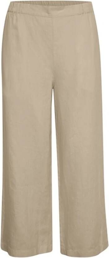Part Two Korte wijde linnen broek Beige Dames