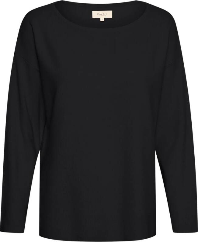 Part Two Zwarte Gebreide Trui met Lange Mouwen en Ronde Hals Black Dames