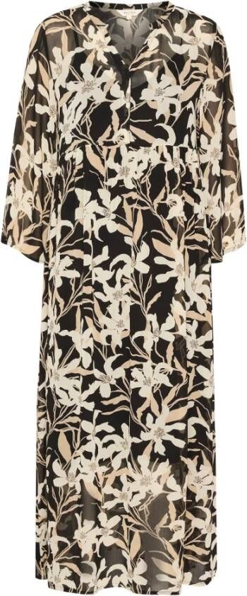 Part Two Zwarte Bloemenprint Jurk Poloniapw Dr Kjoler Meerkleurig Dames