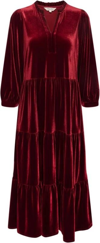 Part Two Midi Dagjurk met Ruches Rood Dames