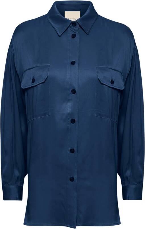 Part Two Midnight Navy losvallende overhemdblouse Blauw Dames