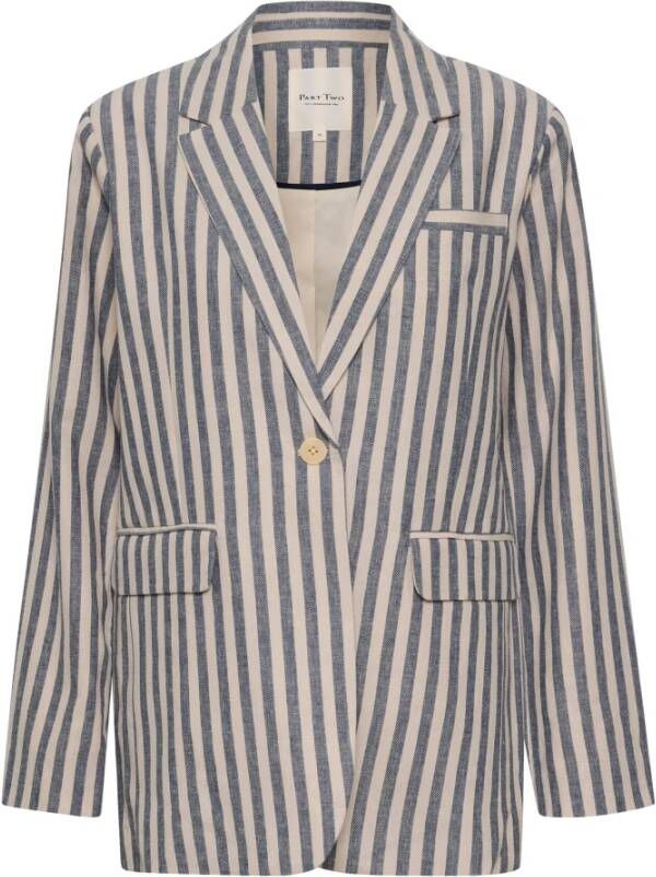 Part Two Midnight Navy Stripe Blazer Blauw Dames