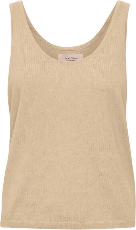 Part Two Mouwloze top in warm zand voor vrouwen Beige Dames