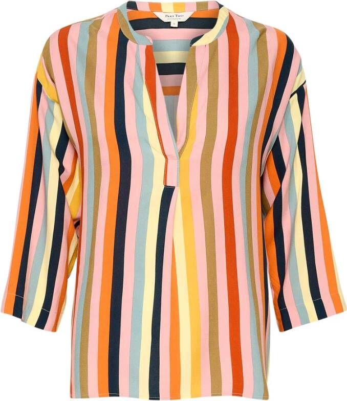 Part Two Multistripe ¾ Mouw Blouse Oranje Dames