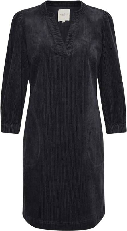 Part Two Navy Jurk met ¾ Mouwen en Losse Pasvorm Zwart Dames