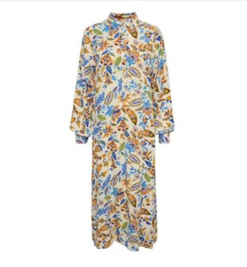 Part Two Ontspannen maxi jurk met lange mouwen Blauw Dames