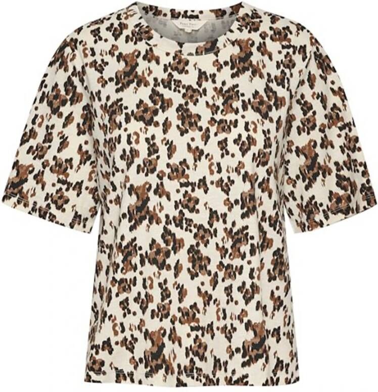 Part Two Neutral Blurred Flower Print T-Shirt Brown Dames