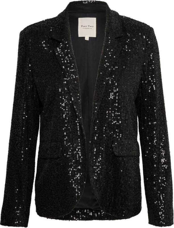 Part Two Pailletblazer met lange mouwen en klassieke kraag Zwart Dames