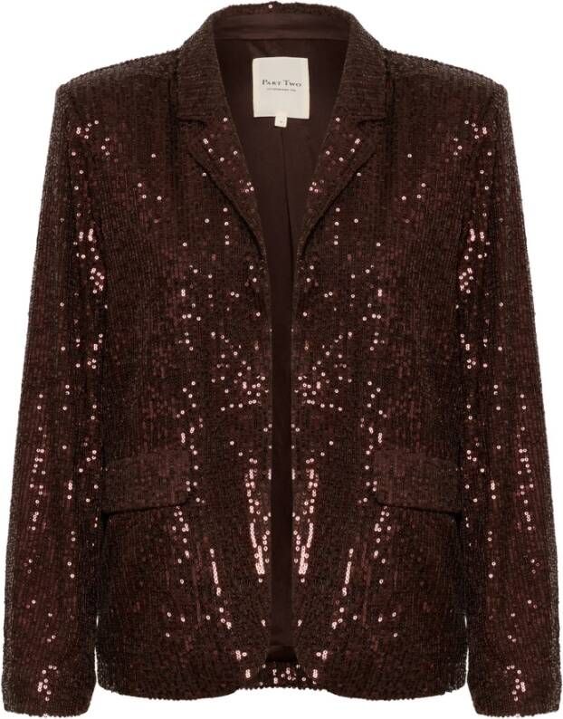 Part Two Pailletten Blazer met Klassieke Kraag en Klepzakken Bruin Dames