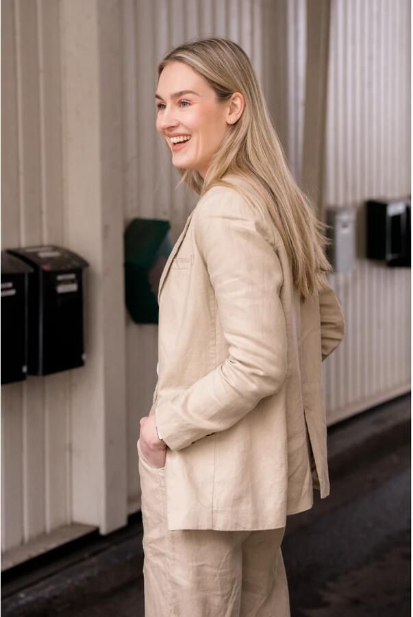 Part Two Delicate Linnen Blazer met Relaxte Pasvorm Beige Dames - Foto 4