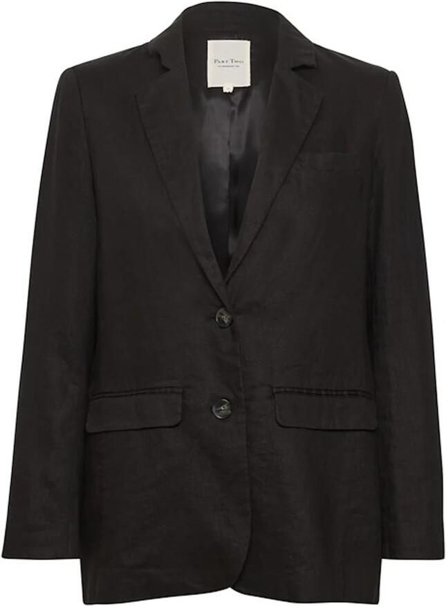 Part Two Zwarte blazer jas met lange mouwen en klassieke kraag Black Dames