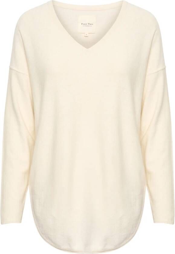 Part Two V-hals Gebreide Trui met Alm Fit Beige Dames