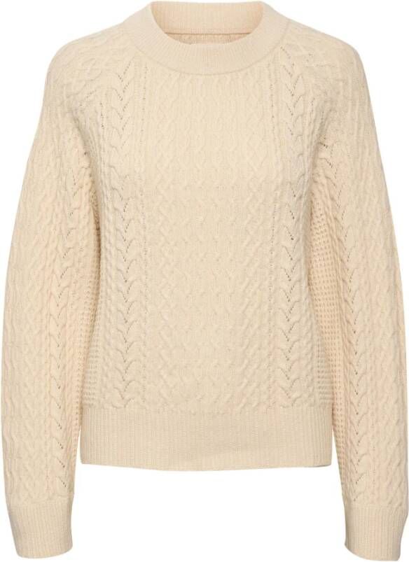 Part Two Ronde hals gekweek Beige Dames