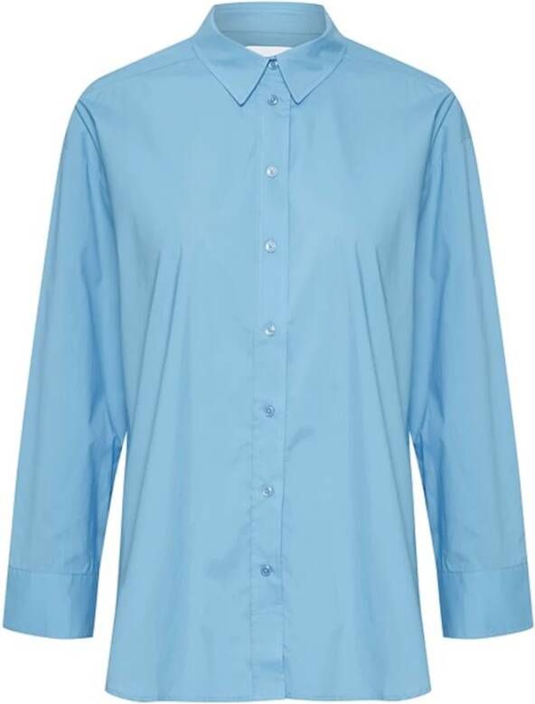 Part Two Klassieke Overhemdblouse met Swim Cap Mouwen Blauw Dames