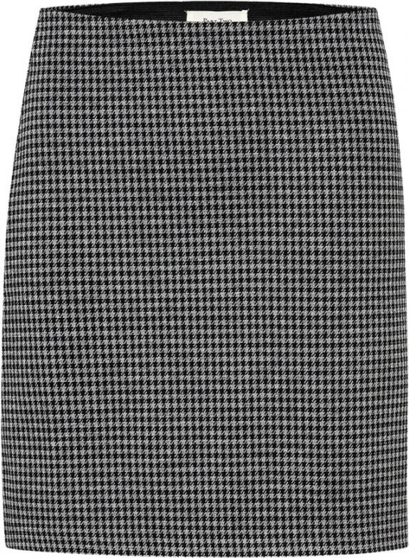 Part Two Flatterende Rok met Klassieke Print en Elastische Tailleband Black Dames