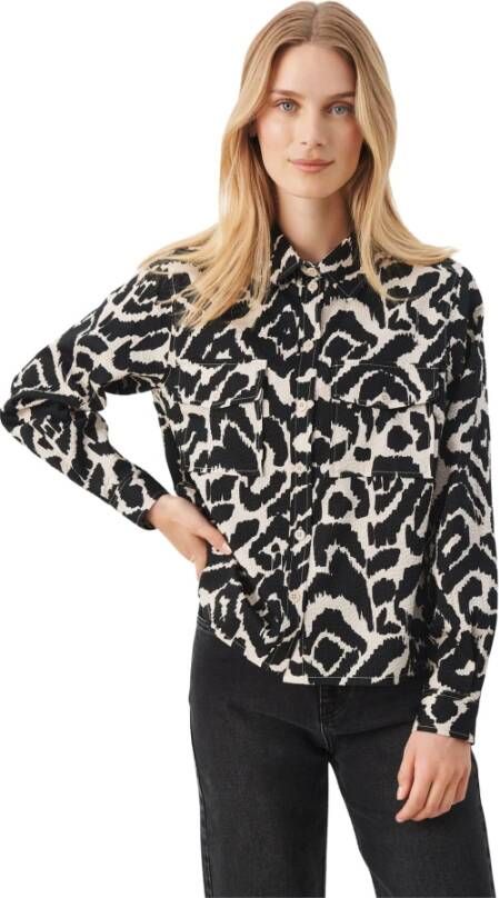 Part Two Stijlvolle Blouse met Lange Mouwen en Overhemdkraag Zwart Dames