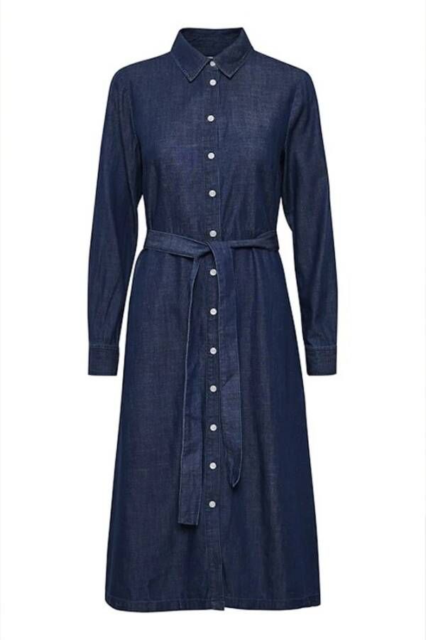 Part Two Stijlvolle Damesoverhemdjurk met Lange Mouwen Blauw Dames