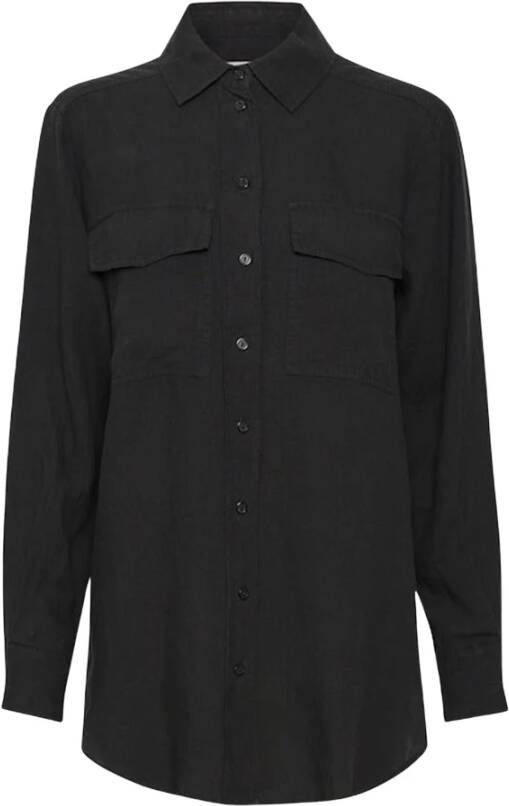 Part Two Stijlvolle Losvallende Blouse met Zakken Zwart Dames