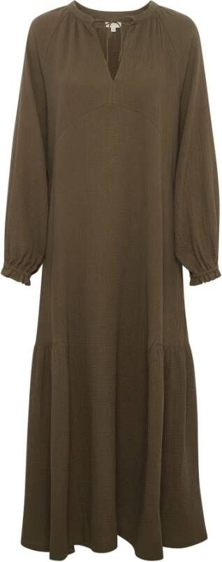 Part Two Stijlvolle Maxi Jurk met Ruches Bruin Dames