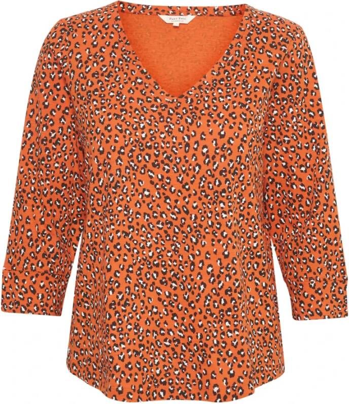 Part Two Comfortabel en Stijlvol 3 4 Mouw T-Shirt Orange Dames
