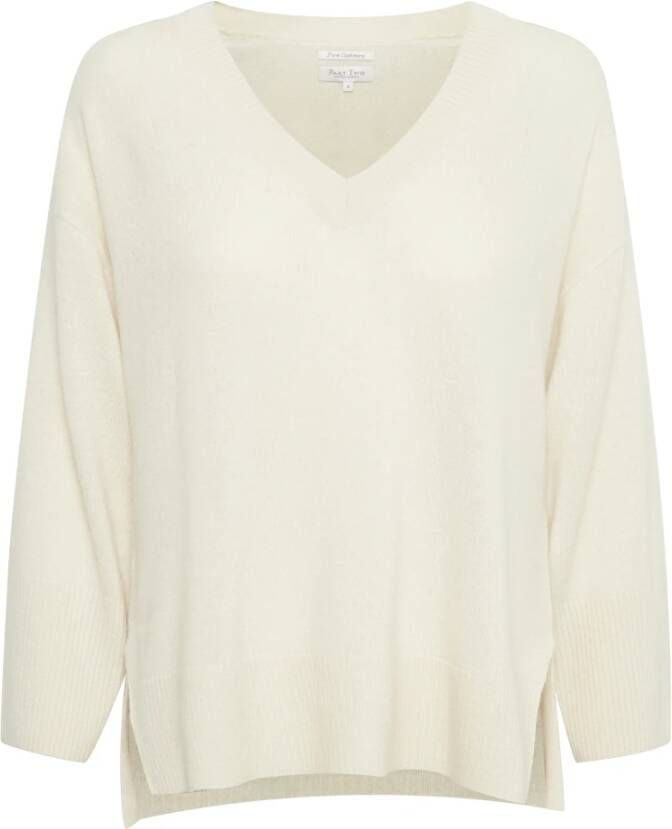 Part Two V-hals Trui met Korte Mouwen Beige Dames