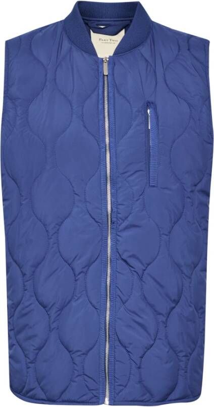 Part Two Gewatteerd Vest met Borstzak en Rits Mazarine Blue Blauw Dames