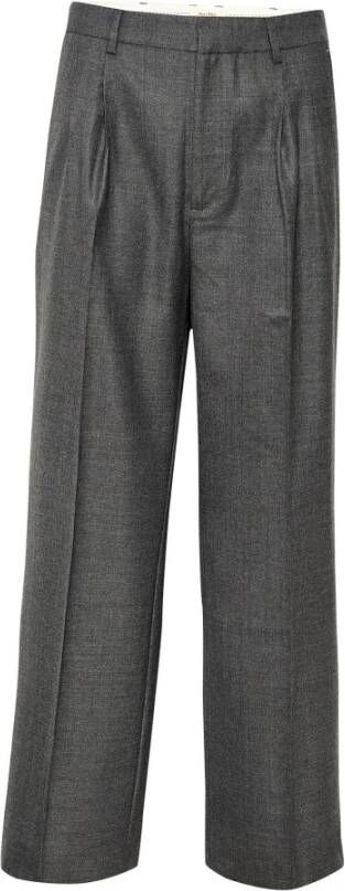 Part Two Wijde Grijze Flanel Melange Broek Grijs Dames