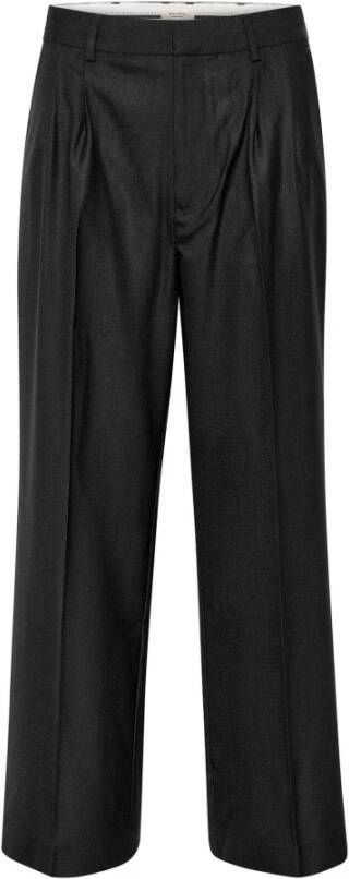 Part Two Wijde Zwarte Broek met Geperste Voorkant Zwart Dames