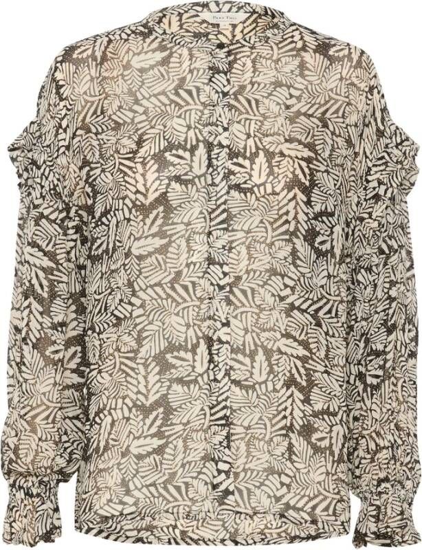 Part Two Zwart Blouse met Losse Pasvorm en Ruchedetails Beige Dames