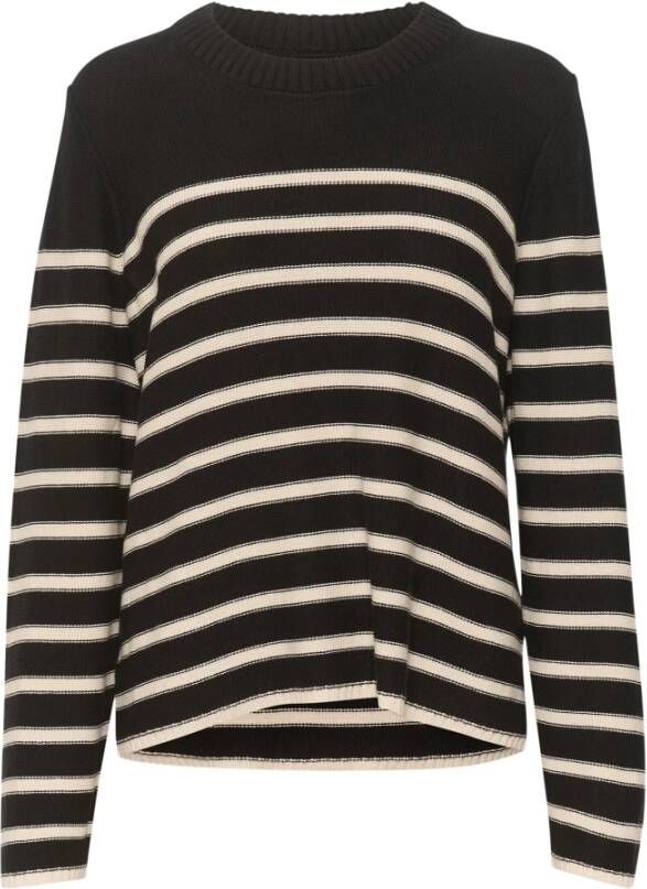 Part Two Zwart Gestreepte Trui met Lange Mouwen Carolynpw Pu Strik 30308062 Zwart Dames