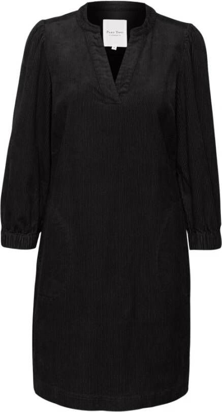 Part Two Zwarte Jurk met ¾ Mouwen en V-Hals Ramitapw Dr Kjoler 30308114 Zwart Dames