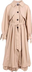 Patou Cotton Trench Coat With Matching Belt Beige Dames