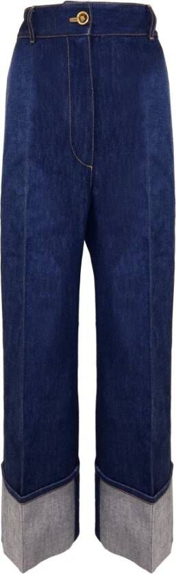 Patou Donkerblauwe Jeans met Omslag Blauw Heren