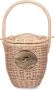 Patou Handgemaakte Rieten Stro Tas met Goudkleurig Logo Beige Dames - Thumbnail 1