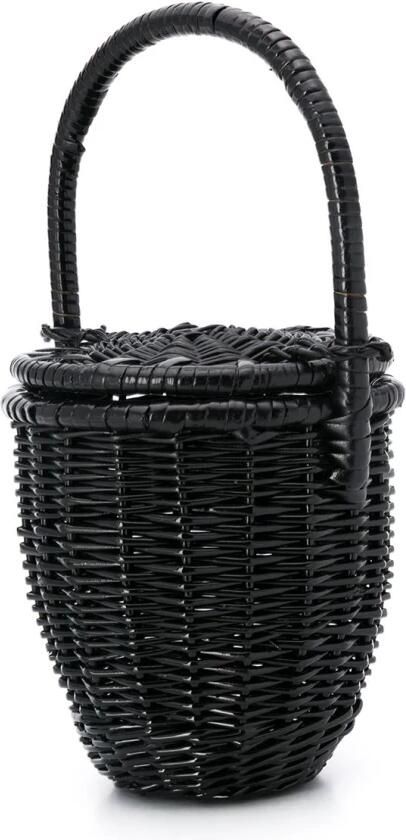 Patou Bucket bags Woven Straw Bucket Bag – Black in zwart - Foto 7