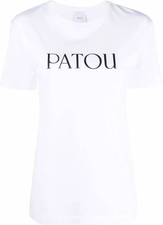 Patou Logo Print Wit Katoenen T-Shirt White Dames