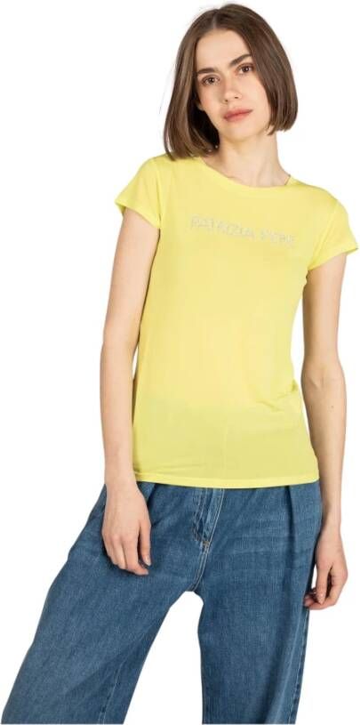 PATRIZIA PEPE Aansluitend Jetfly T-Shirt Yellow Dames
