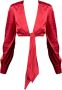 PATRIZIA PEPE Aansluitende V-hals Blouse met Strikdetail Red Dames - Thumbnail 1