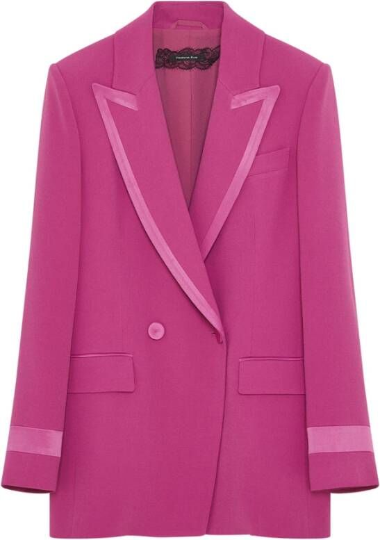 PATRIZIA PEPE Dubbelrijige blazer met vrouwelijke details Roze Dames